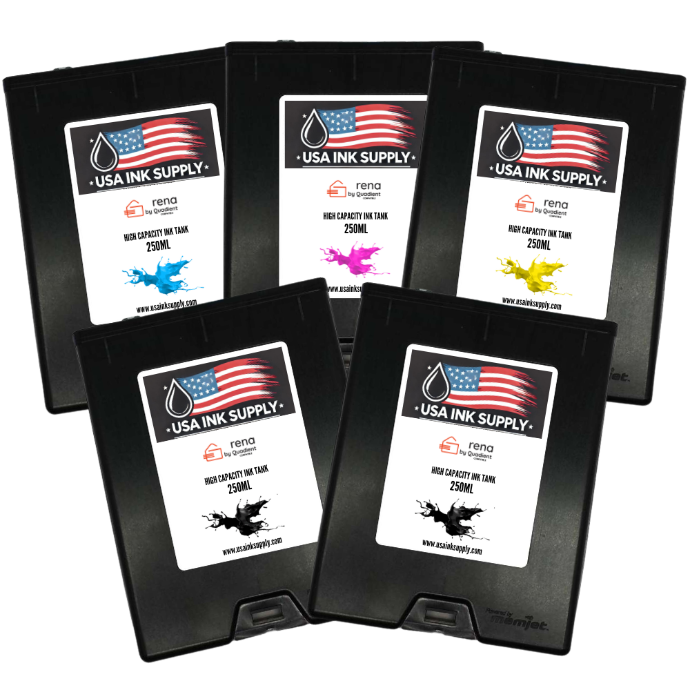 Rena by Quadient Compatible (CMYKK) High Capacity MemJet Ink Tank Set (1250mL) - 5 Pack - Fade-Resistant Replacement Inkjet Printer Ink