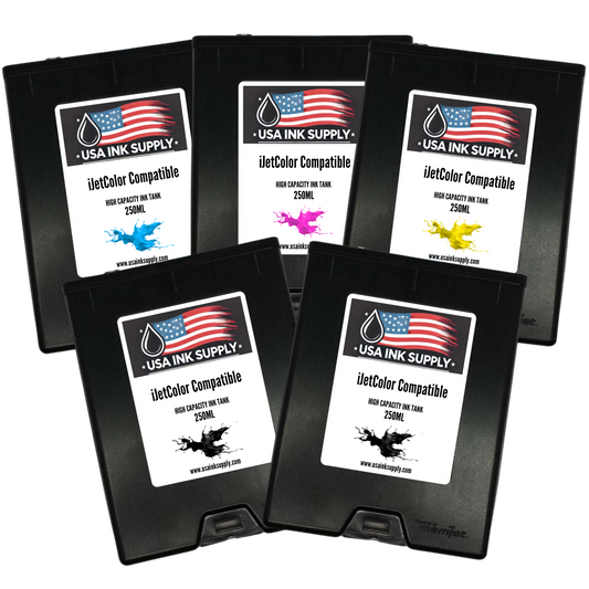 iJetColor by Printware Compatible (CMYKK) High Capacity MemJet Ink Tank Set (1250mL) - 5 Pack - Fade-Resistant Replacement Inkjet Printer Ink